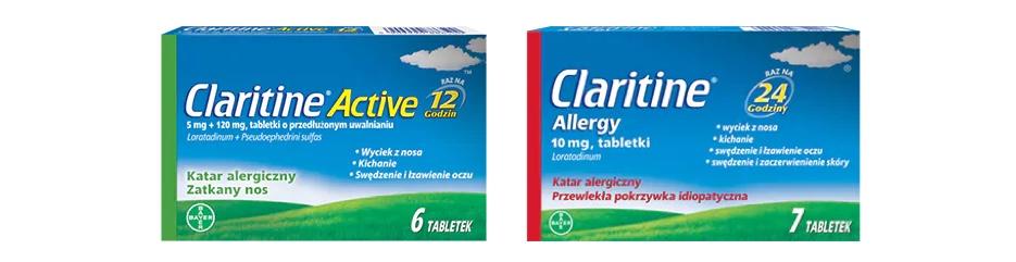 Opakowanie Claritine Allergy i Claritine Active