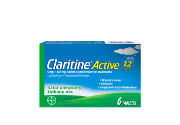 Opakowanie 6 tabletek na alergię Claritine Active